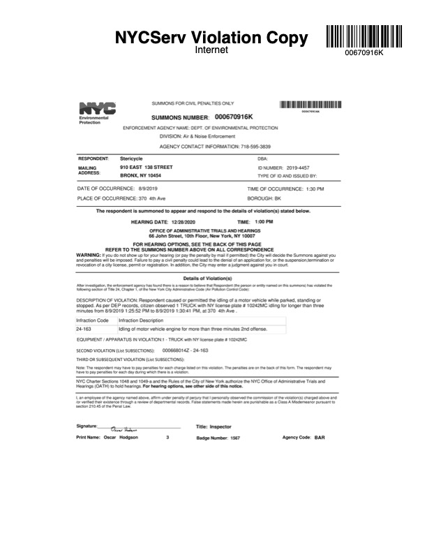 NycOath's tweet photo. Stericycle (@Stericycle_Inc) has an unpaid Oath Summons. They owe NYC $528 and payment was due in 2021. https://t.co/tJ04DeZFTm Summons #000670916K https://t.co/RVpE7xwDHY