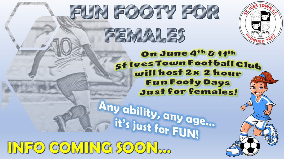 BBGREEN357's tweet photo. If you're a female of any age and you're looking to either start playing the beautiful game, looking to compete or even if you're just looking to get active and socialise...
Keep your eyes open for more info..! 
🖤🤍
@stivestownfc @IvesTownLadies @HerGameToo @WF_East @HuntsFA https://t.co/0vLDLdo13l