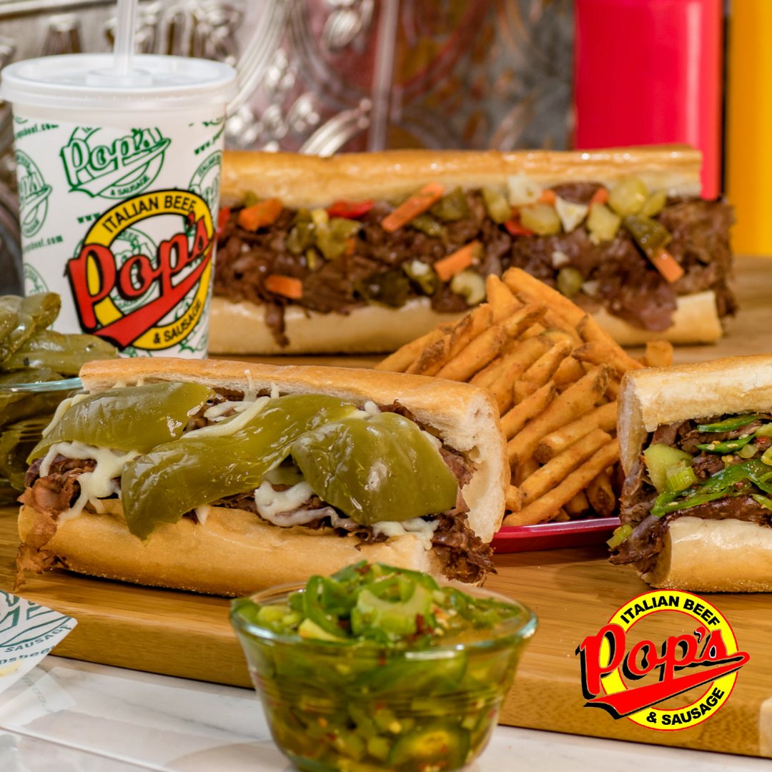 PopsBeef's tweet photo. "Absolutely Sensational Beef Sandwich"
Sweet or Hot?
Pop's Italian Beef, 9" Super Italian Beef,
Beef-N-Cheddar, Beef-N-Cheddar Croissant, Combo - Beef &amp; Sausage?
Visit one of Pop's 17 locations TODAY

#MarchMadness #PopsBeef #Italianbeef #Peppers #GetYourBeefOn #Giardiniera https://t.co/neGxcrxPa2