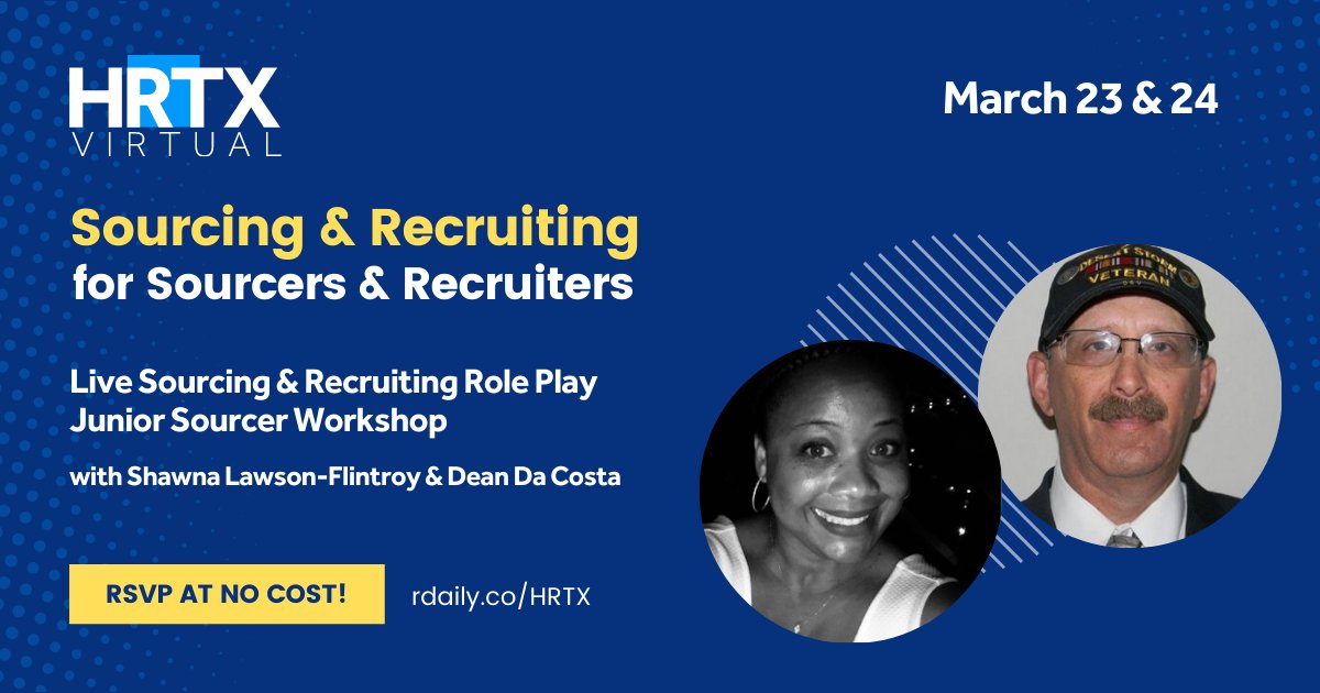 Junior Sourcer workshop with Shauna Lawson-Flintroy and Dean Da Costa <a href="/deandacosta/">Dean Da Costa</a> 

Get your ticket! 🎟
rdaily.co/HRTX