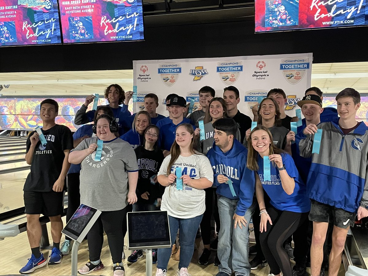 Carroll Chargers Unified (@carrollunified) on Twitter photo Our High School Unified Bowling team took 6th place in the State Championship. Great job! <a href="/ChampsTogether/">Champions Together</a> <a href="/UnifiedCoaches/">Unified Coaches Association of Indiana</a> <a href="/IHSAA1/">IHSAA</a> <a href="/SOIndiana/">Special Olympics Indiana</a> <a href="/carrollchargers/">Carroll Chargers</a> Our High School Unified Bowling team took 6th place in the State Championship. Great job! <a href="/ChampsTogether/">Champions Together</a> <a href="/UnifiedCoaches/">Unified Coaches Association of Indiana</a> <a href="/IHSAA1/">IHSAA</a> <a href="/SOIndiana/">Special Olympics Indiana</a> <a href="/carrollchargers/">Carroll Chargers</a>