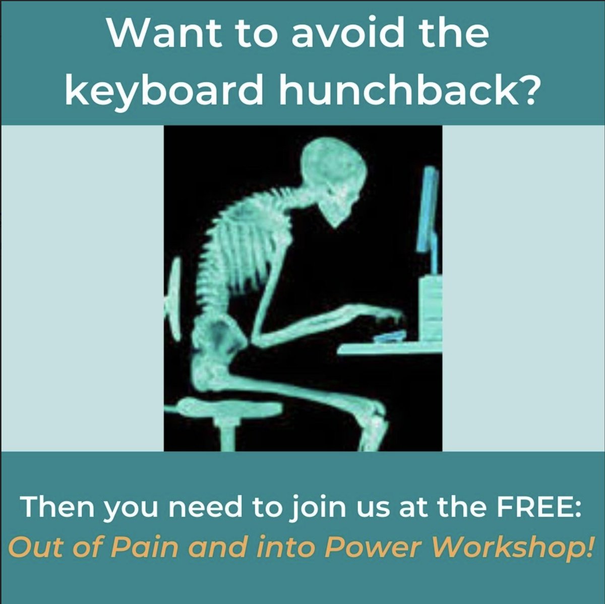 BankableEvents's tweet photo. How many of these do you answer yes to? Drop your answer below👇👇

----> Do you sit for more than 3 hours a day?
----> Is the pain in your upper back or neck a standard part of your workday?
----> Do you sit so much your bum feels numb (or painful) and maybe your feet and[...] https://t.co/9RNr1sdCRy
