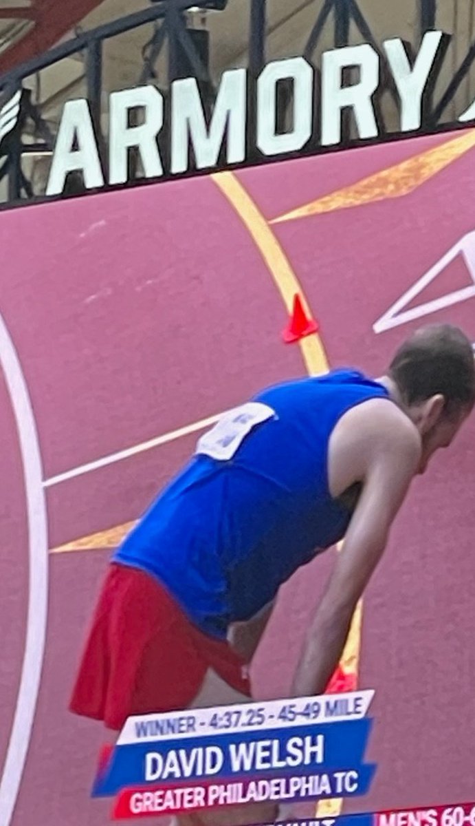 Huge congrats to LUXC alum, Dave Welsh,winning the 45-49 Masters Mile at the USATF indoor championship today!