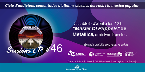 LaMarfamusica's tweet photo. T’agrada Metallica? Vine a la sessió LP#46 dedicada al disc ” Master of Puppets”, ens en parlaran l’@EricFuentesBcn (The Unfinished Sympathy, BCore) i l’Edu Bonet!
https://t.co/s9LBWMNlHn
#Lamarfà #músics #divulgaciómusical #metallica #masterofpuppets #gironamúsica #sessionslp https://t.co/UUrdKNaBCY