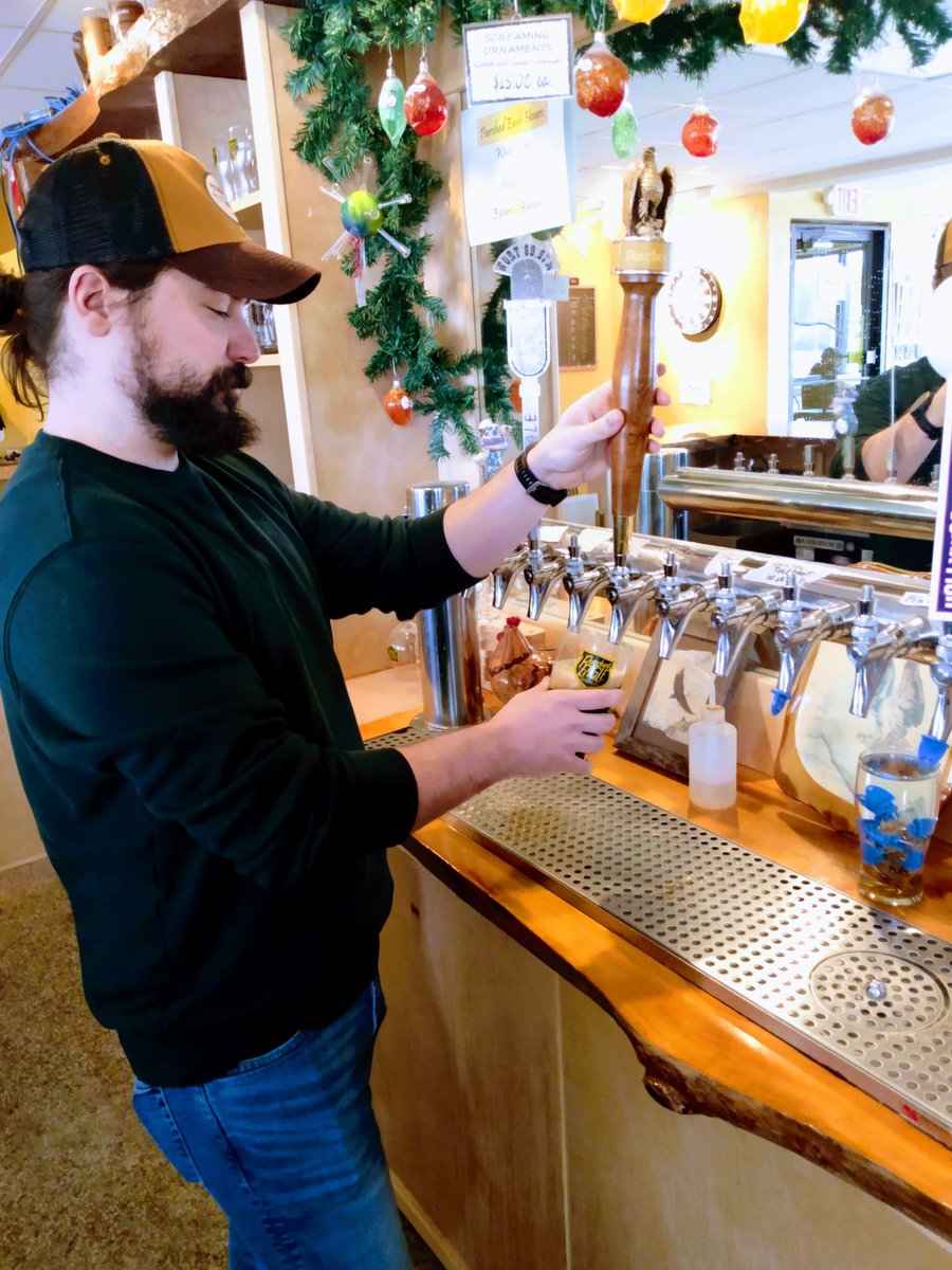ParchedEagle's tweet photo. Robert's in beer slinging action right away on this #saturdayfunday! We're open 3 to 8 today so come on by. #beerofdistinction https://t.co/xstBsm9caM