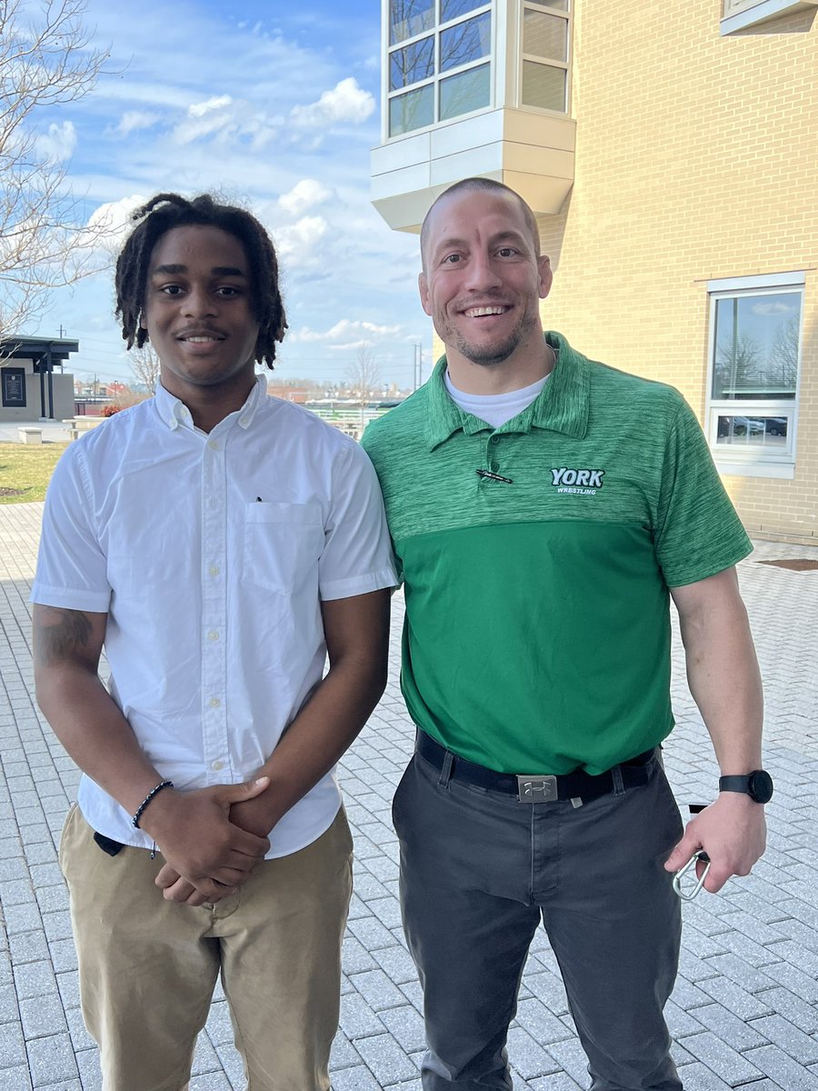 sean_rickey's tweet photo. Had a great visit at York College today! I appreciate @Thee_HC for allowing me to come out and check out the campus and facilities! @YCP_Wrestling @Caramel_Cuttiee https://t.co/l9OsH6EYrv