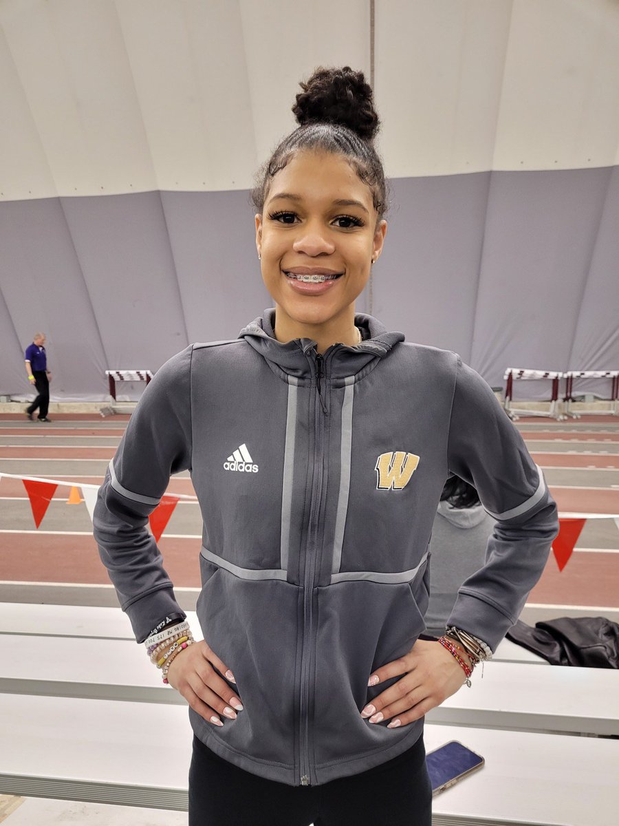 TrackWc's tweet photo. Congrats to our Lady Warrior Mary Porter!  She is 2022 Indoor MIC Champion in the 60m Hurdlers and the High Jump!  Awesome job, not one but TWO PR’s!!!! https://t.co/R8H4KplMIO