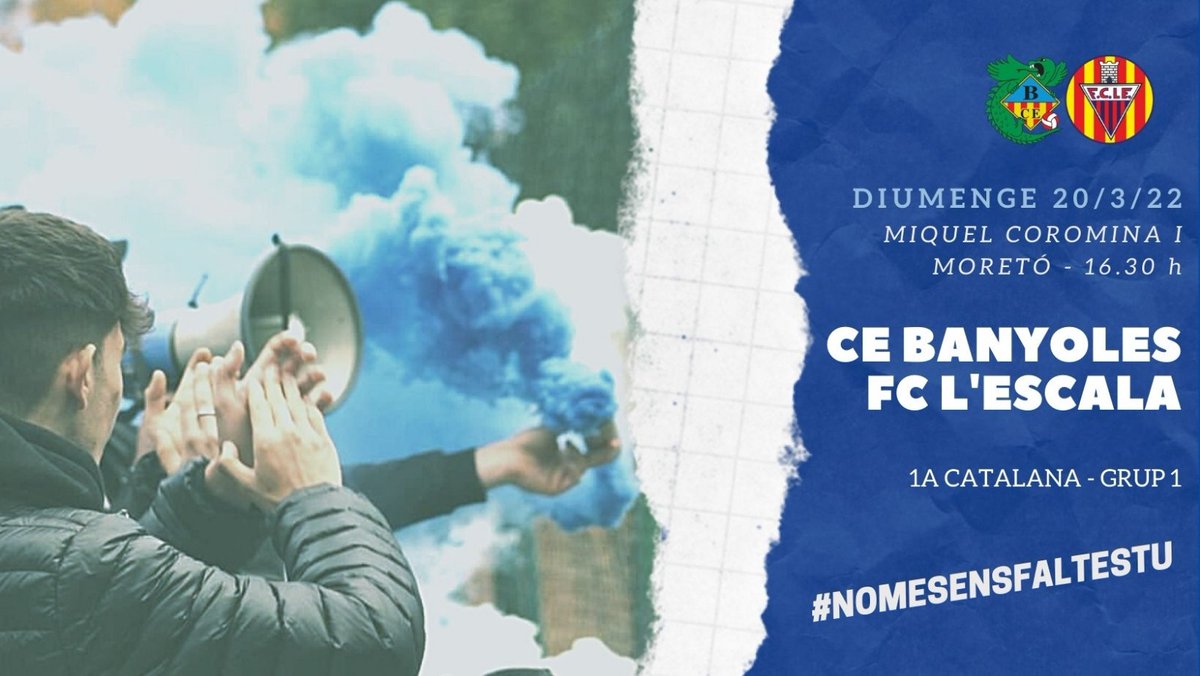 CEBanyoles's tweet photo. [🎽PRIMER EQUIP] 💙Perquè ara toca guanyar. Perquè no hi ha més remei. Perquè res ha de ser en va. Perquè malgrat tot, hi ha molta feina feta al darrera. Demà, a les 16.30h, #ensfaltestu al Miquel Coromina. #SempreAvant #BANESC https://t.co/2XZoRNBmYw