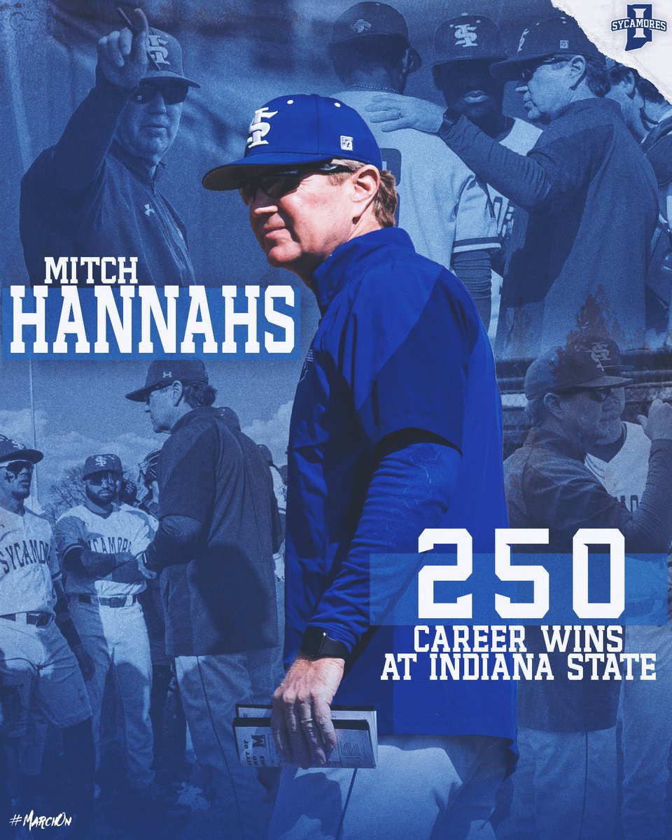 Congrats to <a href="/CoachHannahs/">Mitch Hannahs</a> on his 2️⃣5️⃣0️⃣th win at the helm of <a href="/IndStBaseball/">Indiana State Baseball</a> following today's 6-2 win over Kansas

#MarchOn