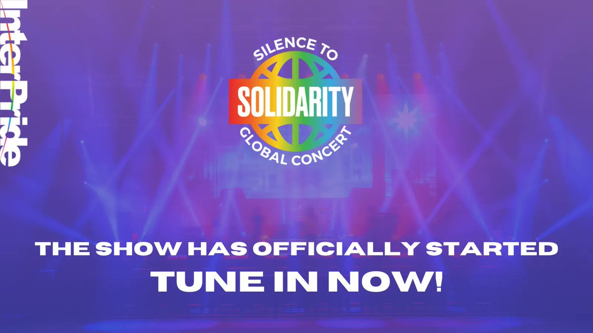 InterPride's tweet photo. Our Silence to Solidarity Global Concert has officially started! We are streaming on Twitch, Facebook, Twitter, and our partner, Revry’s YouTube channel. All of the links to stream are in our bio link! To make a donation, text S2S to 44321 or visit https://t.co/t4xW8RvdNT #IPS2S https://t.co/GcNjMZCspV