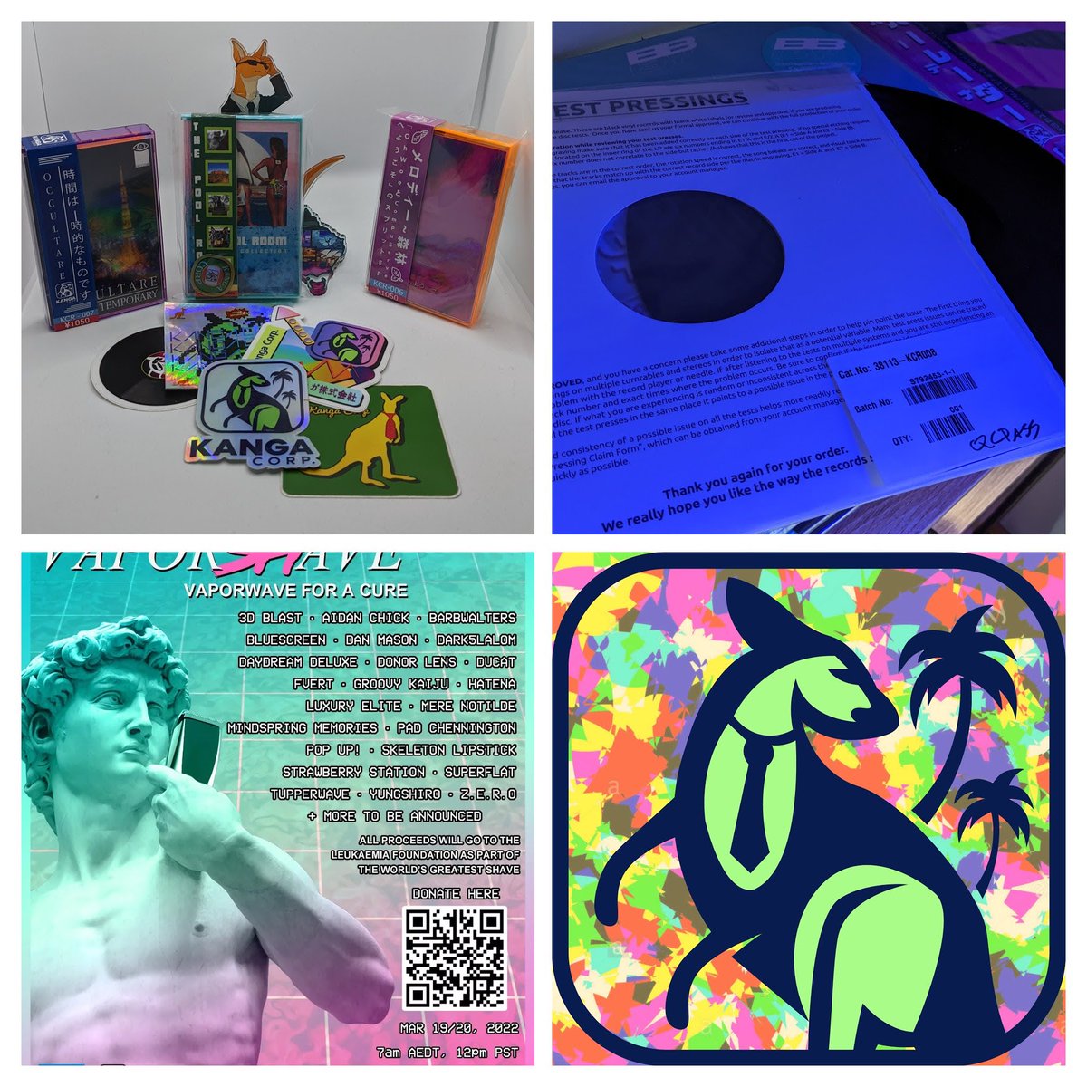 It's Vaporshave time &amp; we got some giveaways for you!
First prize for largest donation will be a Test press of Parader
We are also giving away a Kanga Cares Package consisting of a slew of KC merch - Enter by Retweeting THIS post &amp; entering here: forms.gle/2wWpKnRccpQ75Q…