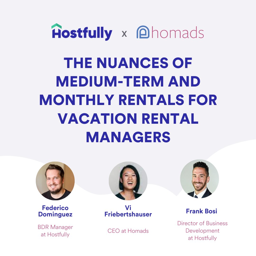 [LIVE WEBINAR]
What does it take to transition from short-term rental to long-term rental? Tune in to our webinar with <a href="/HomadsRentals/">Homads</a> and gain more insights about this topic.
🗓️ Thursday, 24 March 2022
⏰ 11:00 AM PDT | 2:00 PM EDT
⚡ Register ➡️ : app.livestorm.co/hostfully/the-…