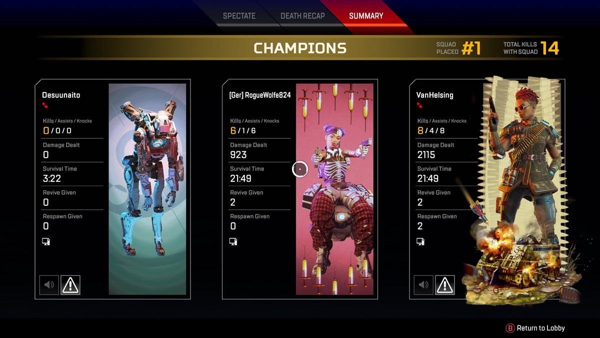 This goes down as my most surprising, entertaining match ever. This dude respawned me twice, I gold bag ressed him against the last team and put me shield up and we eventually won the game. What a game! #ApexLegends