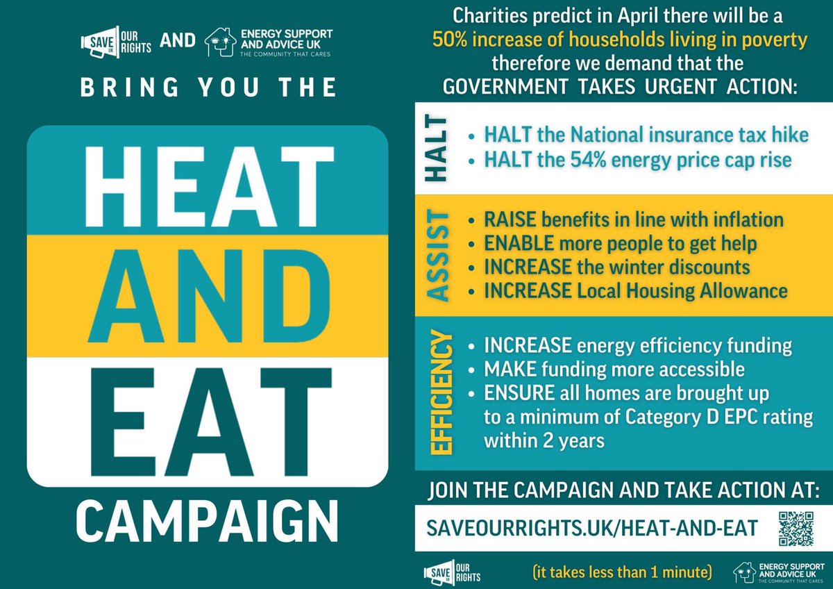 saveourrightsuk's tweet image. 🔥HEAT AND EAT CAMPAIGN

This is a campaign of necessity as we see millions being plunged into poverty and the Government refusing to do anything about it and therefore it is going to be up to US to hold them to account

You can take action here- saveourrights.uk/heat-and-eat

Thread👇🏻