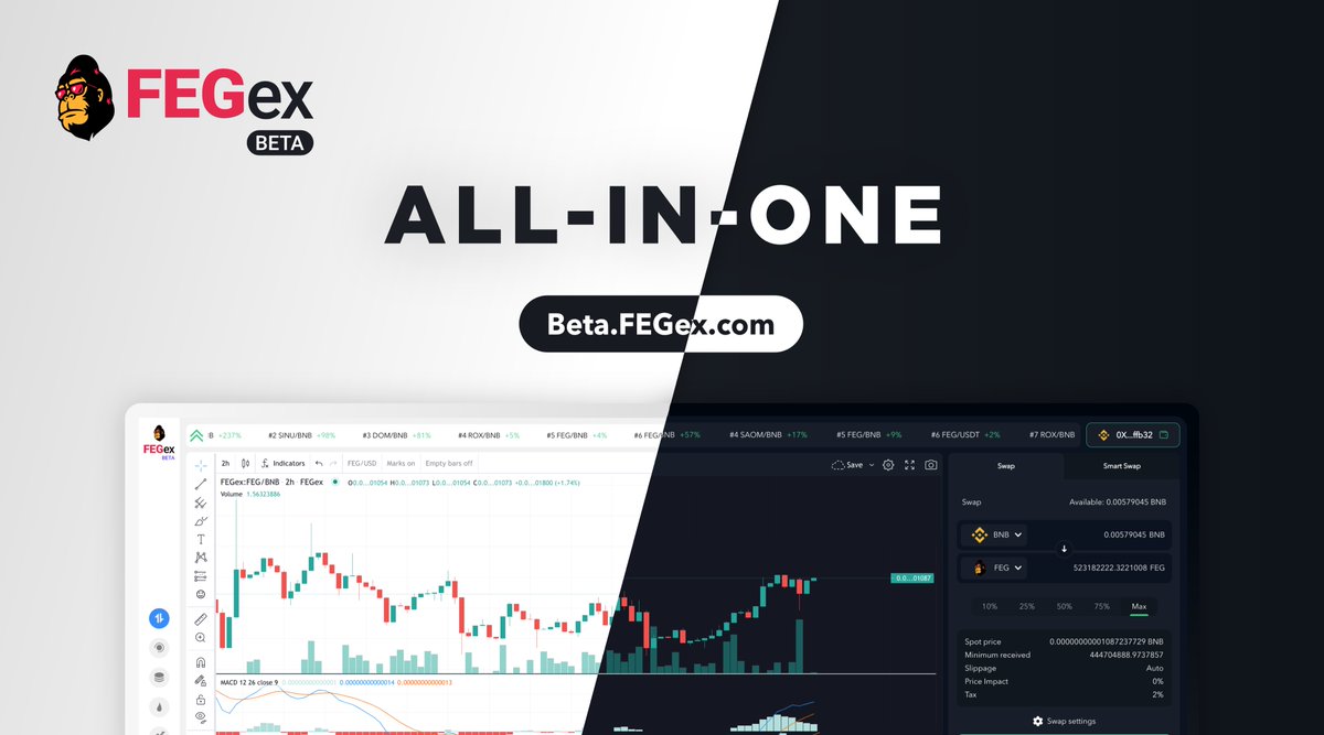 Have you heard?

Award-winning FEGex is an all-in-one DEX where you can trade, lend, wrap, stake, chart (integrated 
<a href="/tradingview/">TradingView</a>) and more!

Start trading today on beta.FEGex.com

#FEG #Blockchain #passiveincome #crypto #DeFi #CryptoExpoDubai2022 #BestDeFiTech winner 🎉