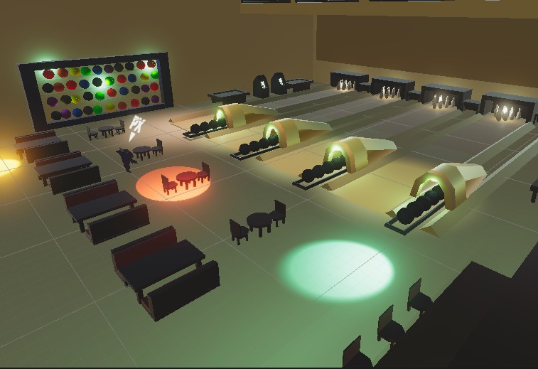 UpheavealGame's tweet photo. Roll on into the bowling alley where you can enjoy a good game, good company, and a front seat to the Upheaveal Games! #indiedev #indiegame #screenshotsaturday https://t.co/fUZkzflXZT