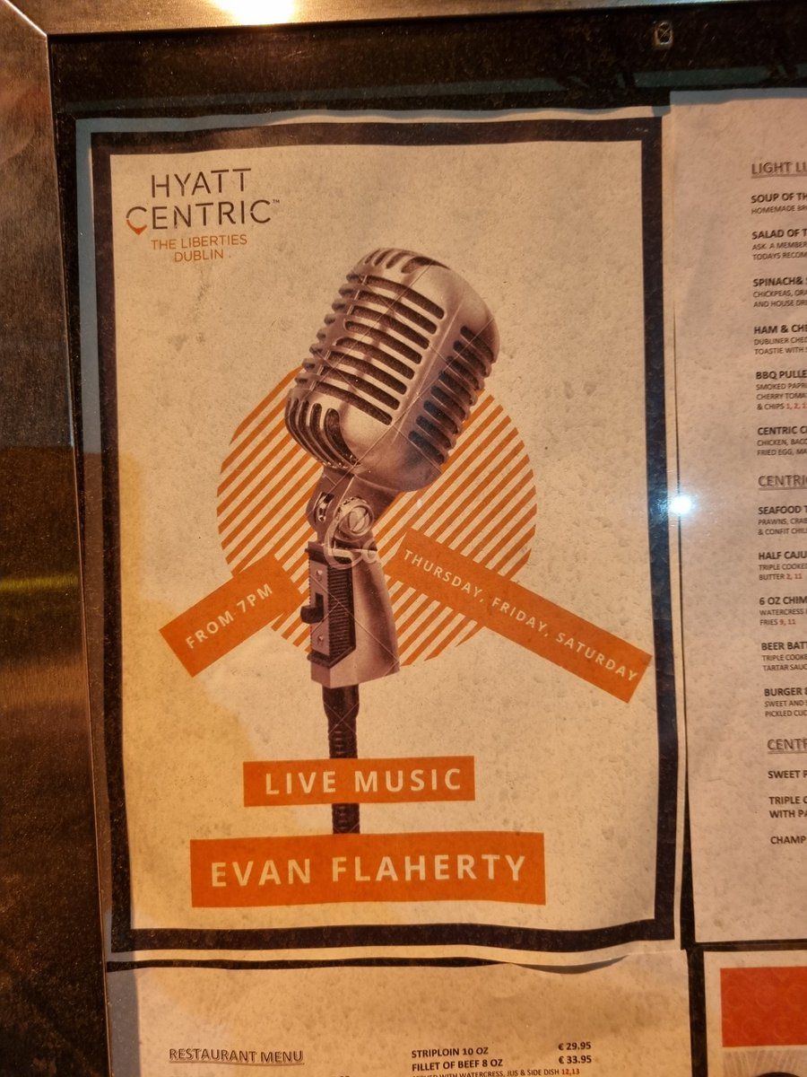 Enjoying Saturday night at Hyatt Centric, Dublin 8. Enjoying live music by Evan Flaherty, what a great young talented singer 👏 #Dublin8 #Music @ScothMusic @HyattCentricDub