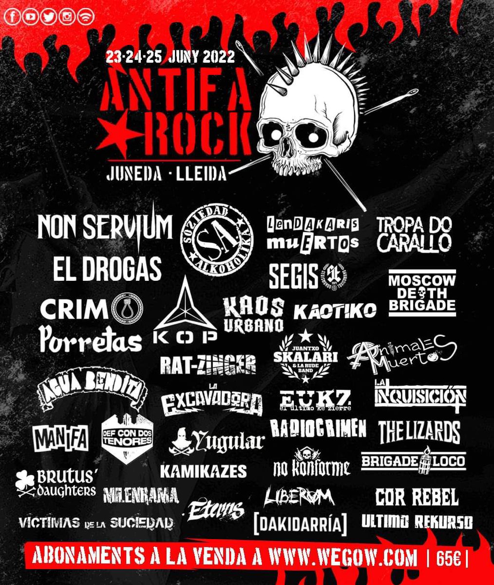 AntifaRockJunda's tweet photo. 🔥CARTEL DEFINITIVO🔥

Buenas família!!! Por fin llega el cartel al 100%. 
Más de 30 bandas otra vez en Juneda os esperan para pasar un San Juan inolvidable!! 🧨🔥
Weeeeeeeeeeeaa!! 🤟🏽🤟🏽
Entradas a la venta
https://t.co/o0mEJYE136… https://t.co/n8OfTFjEtN