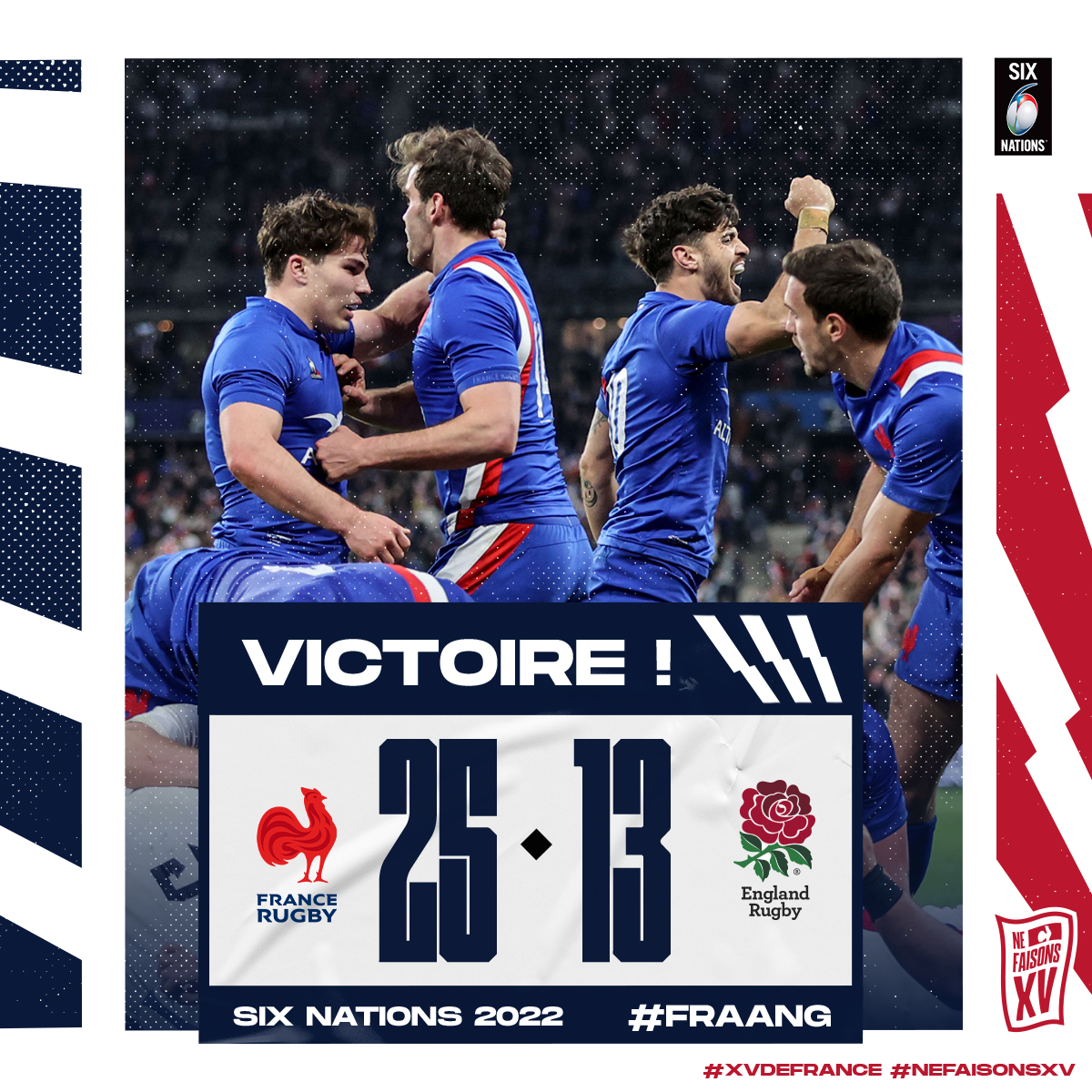 🇫🇷🏴󠁧󠁢󠁥󠁮󠁧󠁿 𝗢𝗨𝗜𝗜𝗜𝗜𝗜 ! Le dernier coup de sifflet qui libère les Bleus et tous les supporters 🤩🤩 #FRAANG #XVdeFrance #NeFaisonsXV