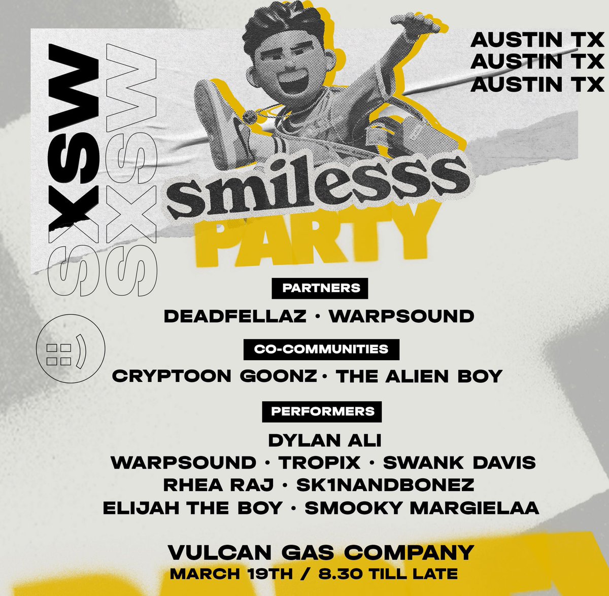 smilesss's tweet photo. It’s a web3 affair tonight ::) 🧟⚡️👺👽

Doors open at 8:30 pm 🥳

Happy hour: 8:30 - 9:30 🍻

Let’s have some fun 🍾🍾🍾 https://t.co/wahjGPNkNa