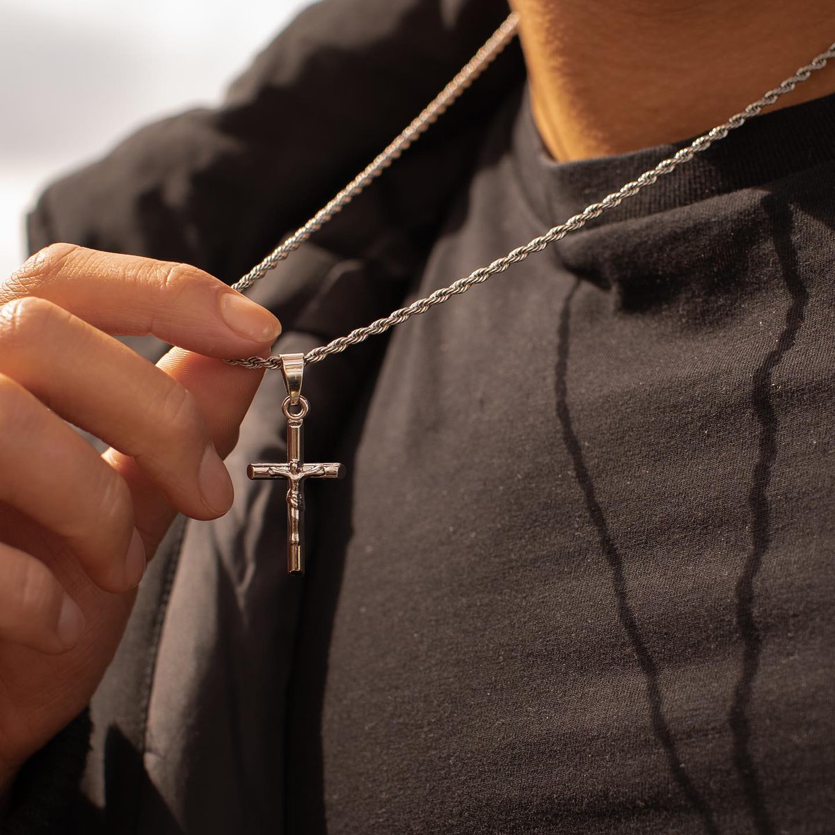 Our best-seller silver crucifix is now back in stock.