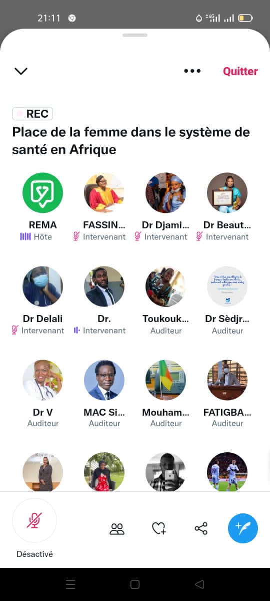 rema_app's tweet photo. 2h11 min de discussion avec 460 auditeurs😊. Ce fut un très bon moment d'échange et de partage. Merci beaucoup à @TOHI_MiraDelali @beauty_sodokin @DrDjamilaF d'avoir accepté d'être nos invitations. #rematalkspaces https://t.co/dA8lw2p2us