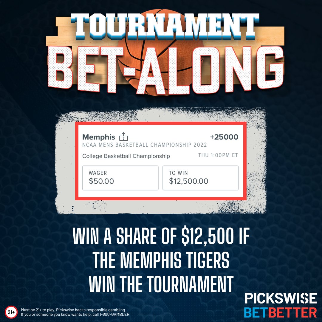 Pickswise's tweet image. 🚨 MARCH MADNESS BET-ALONG 🚨

We're betting two tournament title futures: 
🏆 Kansas (+1000) $400 to win $4K
🏆 Memphis (+25000) $50 to win $12.5K

And YOU can win a share of the winnings if we cash 💰

Simply RT &amp;amp; Like this to enter. Good luck 😎

T&amp;amp;Cs: bit.ly/3ichojv