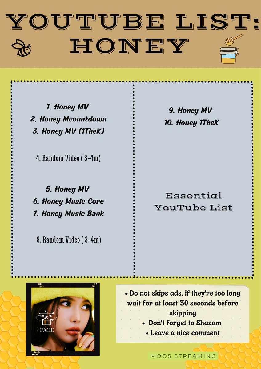 MoosStreaming's tweet photo. 🔴🟢 Honey Stream Party 🐝🍯
▫️2 YouTube List focused on Solar's Honey, choose the one that it's the better to you.
♪ 1 Spotify Playlist
🔗 https://t.co/6tOBJrhHlL
HT: #SOLAR #솔라 #MAMAMOO SOLAR 1ST MINI ALBUM
FACE OUT NOW
#HONEYMusicVideo
#Honey_Solar https://t.co/GCZUGjBBzy