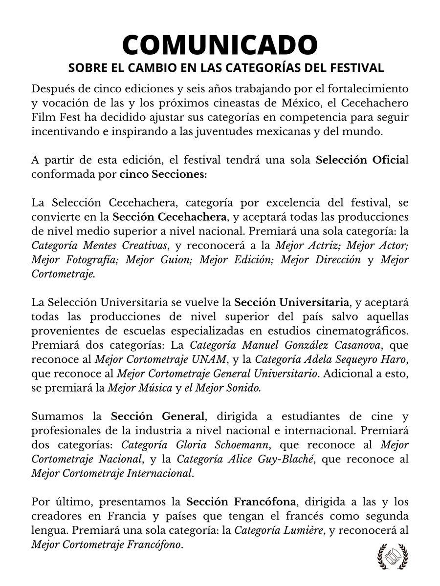 La 6° edición del festival está llena de cambios 😱, ¿Ya te enteraste que modificamos nuestras categorías en competencia? Aquí te explicamos un poco del nuevo orden 👇