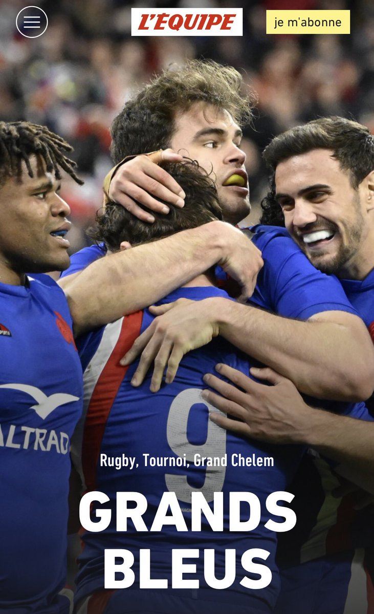 19 mars 2022 🏉 Ils sont jeunes, ils sont beaux, ils sont forts, ils sont grands, ils sont bleus 🙌 #Fierté 🇫🇷 #GrandChelem 🏆 Bravo et Merci Messieurs 👏👏👏