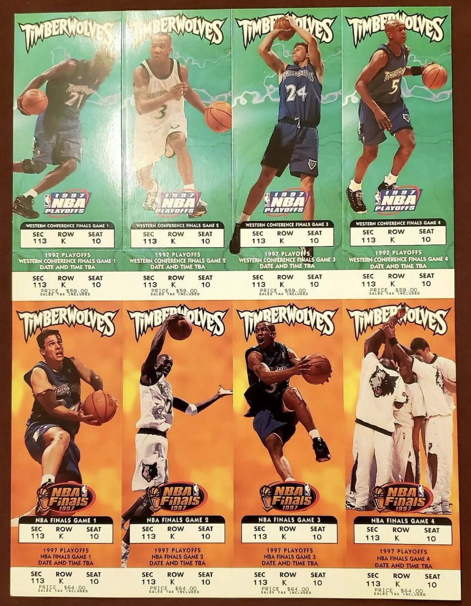 TheDailyWolves's tweet photo. 🚨 WOLVES 5K GIVEAWAY 🚨

Giving out vintage ticket stubs from the first ever Timberwolves playoff run in 1997! Get your frames ready cuz this is some great Wolves memorabilia. 

HOW TO ENTER: 
- Must Retweet
- Must be following 

You have until tomorrow at 2PM CT to enter. https://t.co/K5GVe5WDeu