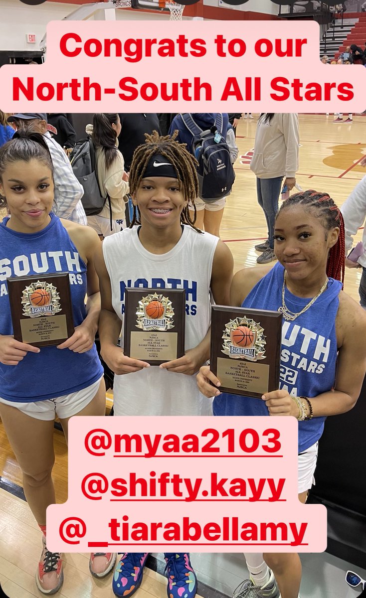 Congrats to these three Team Sharp alumni who were chosen to participate in the NJ North-South All Star game <a href="/myaa2103/">Amaya Evans</a> <a href="/TiSwaaa/">Tiara Bellamy</a> <a href="/kayyp24/">kayla</a> <a href="/NYGHoops/">NYGHoops</a> <a href="/NoBoyzAllowedBB/">No Boyz Allowed</a> <a href="/NJLadiesHoops/">NJ Ladies Hoops</a> <a href="/NJHoops/">NJ Hoops</a> <a href="/NJHoopRecruit/">NJ Basketball</a> <a href="/RecruitingGBBal/">NJ / NY Girls HS Basketball Recruiting Platform</a> <a href="/MJTripleThreat/">MJ (Melissa J) Baker</a> @Bjam88James <a href="/IonaWBB/">Iona Women's Hoops</a>