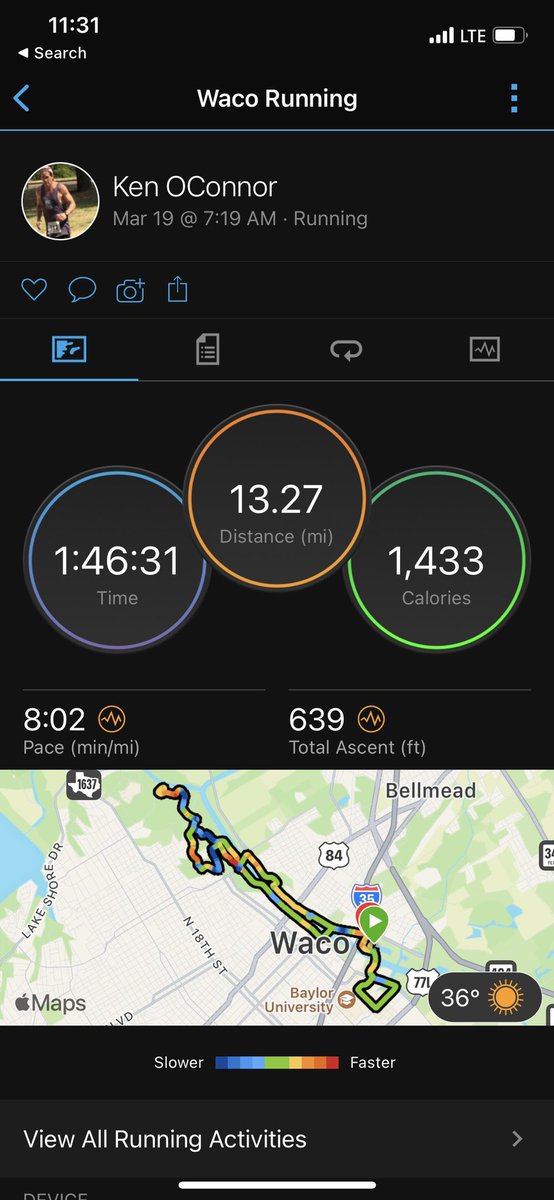 koconnor63's tweet photo. This was the best Bearathon ever. Great (extremely hilly) course, finished inside the stadium and the weather was ideal. I hadn’t trained much since Boston but still found my way to the finish line. Great job by @TheBearathon and @BaylorStuAct!And a nice post race brunch! #waco https://t.co/9eUJZKWkBI