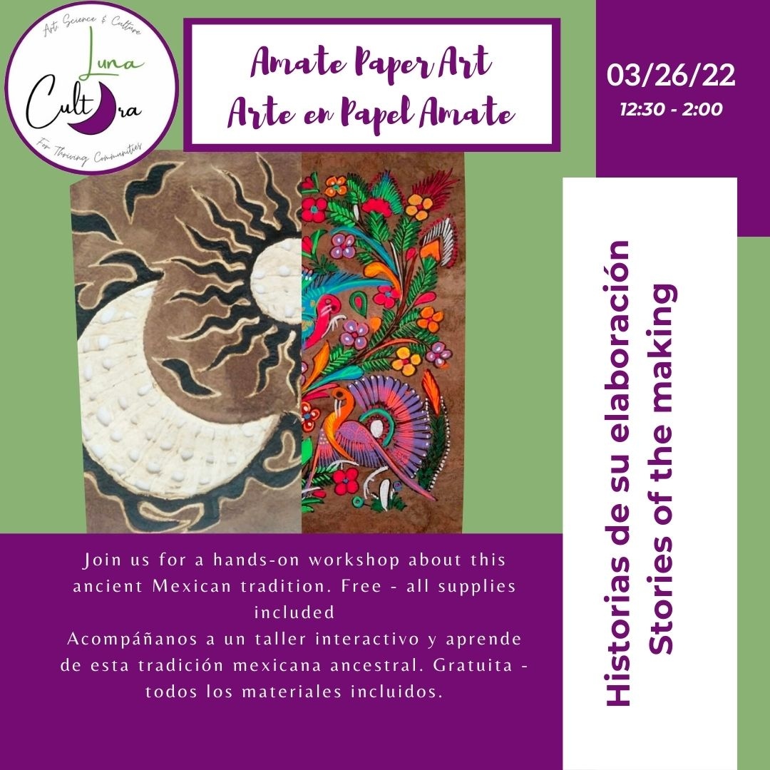 Luna Cultura (@cultura_luna) on Twitter photo AMATE - Papel - Paper
------------
Acompáñanos a un taller interactivo para hacer pinturas en papel Amate Salon de Reuniones Arapahoe en <a href="/boulderlibrary/">BoulderPublicLibrary</a>
boulderartsweek.org/calendar?com=d…
<a href="/LunaCultura/">Luna Cultura e Arte</a>7
@LunaCultura
@boulderartsweek
@boulderartsculture AMATE - Papel - Paper
------------
Acompáñanos a un taller interactivo para hacer pinturas en papel Amate Salon de Reuniones Arapahoe en <a href="/boulderlibrary/">BoulderPublicLibrary</a>
boulderartsweek.org/calendar?com=d…
<a href="/LunaCultura/">Luna Cultura e Arte</a>7
@LunaCultura
@boulderartsweek
@boulderartsculture