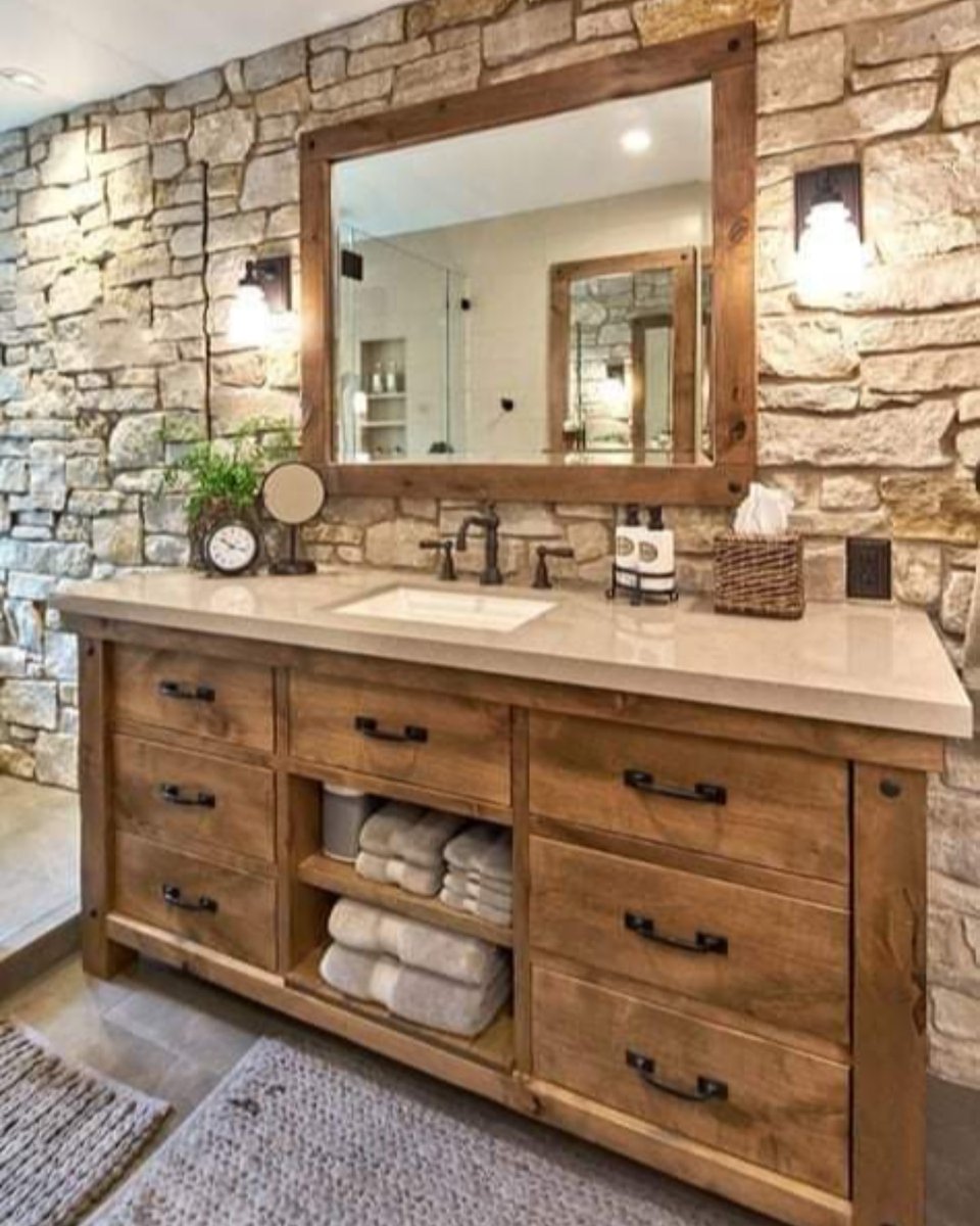 jsjbuilders's tweet photo. Beautiful wood and stone inspired bathroom. 🪵🪨

#DesignInspiration #Bathroom #JSJBuilders #NewHome https://t.co/IZ0cncXtzn