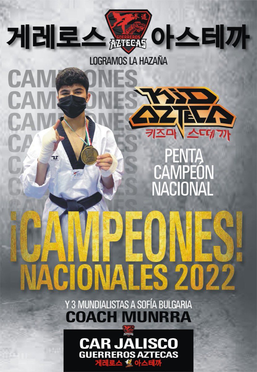 munrratkd's tweet photo. CAMPEÓN NACIONAL JUVENIL KID azteca 
Campeón nacional adultos
Mex Team 🇲🇽 

@aztecas_tkd https://t.co/USTzOSBccC