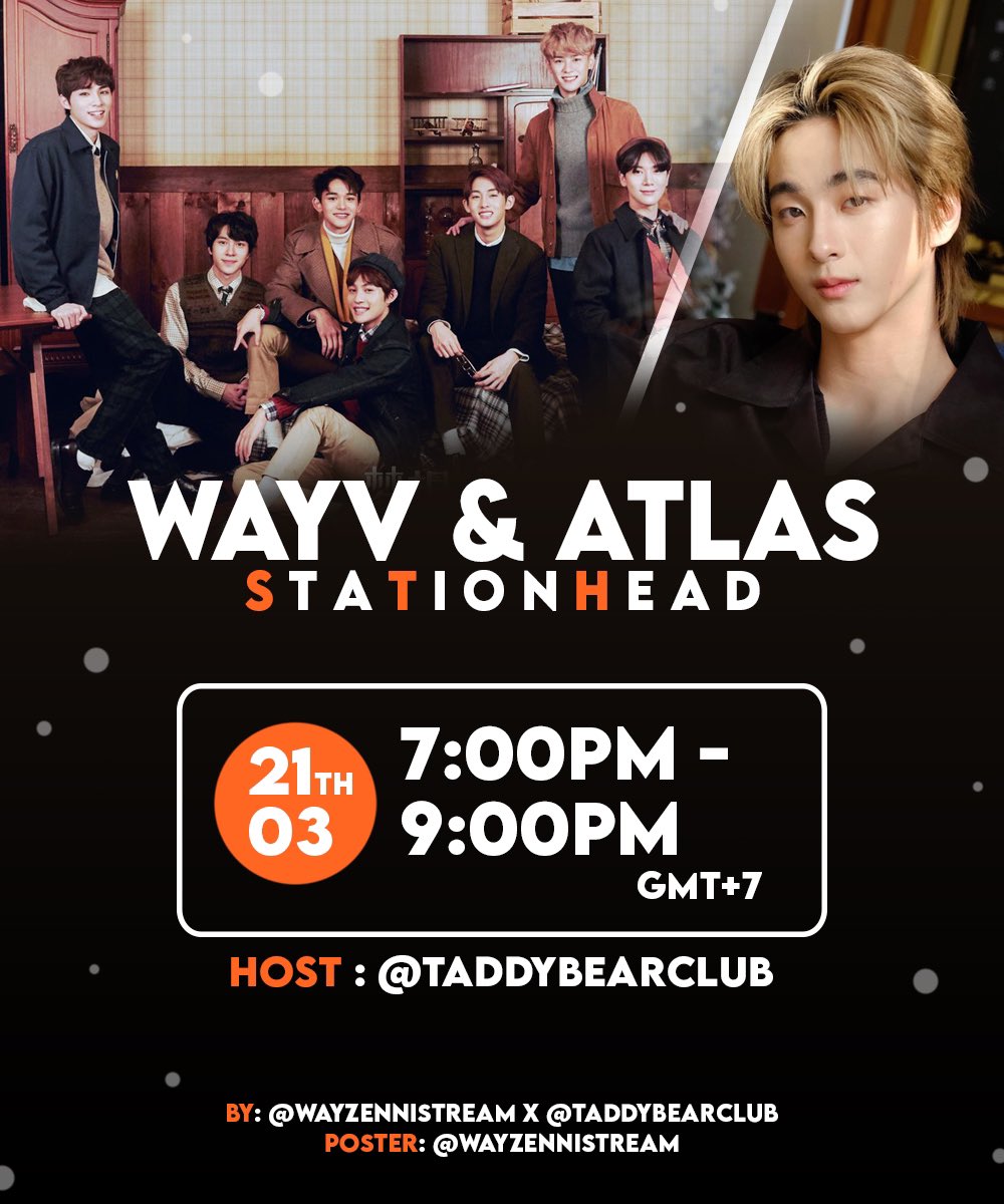 WayZenNiStream's tweet image. [STATIONHEAD - WayV x Atlas]

By: @WayZenNiStream x @taddybearclub

✨Host : taddybearclub 
Hashtag : #StreamForATLASxWayV

⏰วันที่ : 21/03
• 7PM - 9PM GMT+7 (ไทย)

Collaboration ครั้งสุดท้ายสำหรับ WayZenNiStream ค่ะ มาฟังเพลง #WayV และ #Atlas ด้วยนะคะ 🙆‍♀️

#WayVxSTATIONHEAD