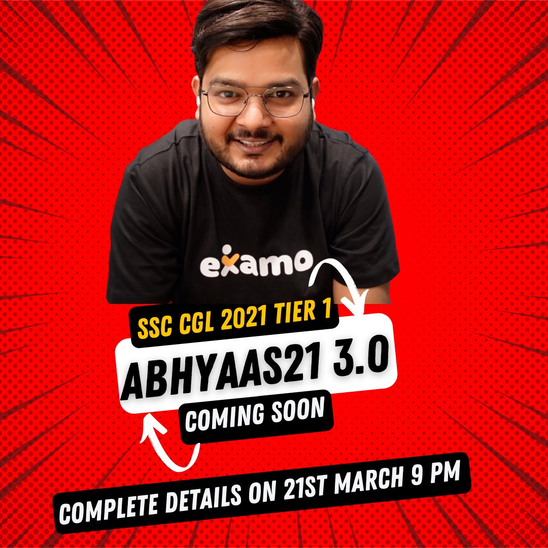 RaMoSirOfficial's tweet photo. अभ्यासवीरों कल 9PM मिलते हैं, #अभ्यास21 3.0 आ रहा है
#Abhyaas21
Link : https://t.co/F81PGGbmYE https://t.co/HHOgiXuSM1