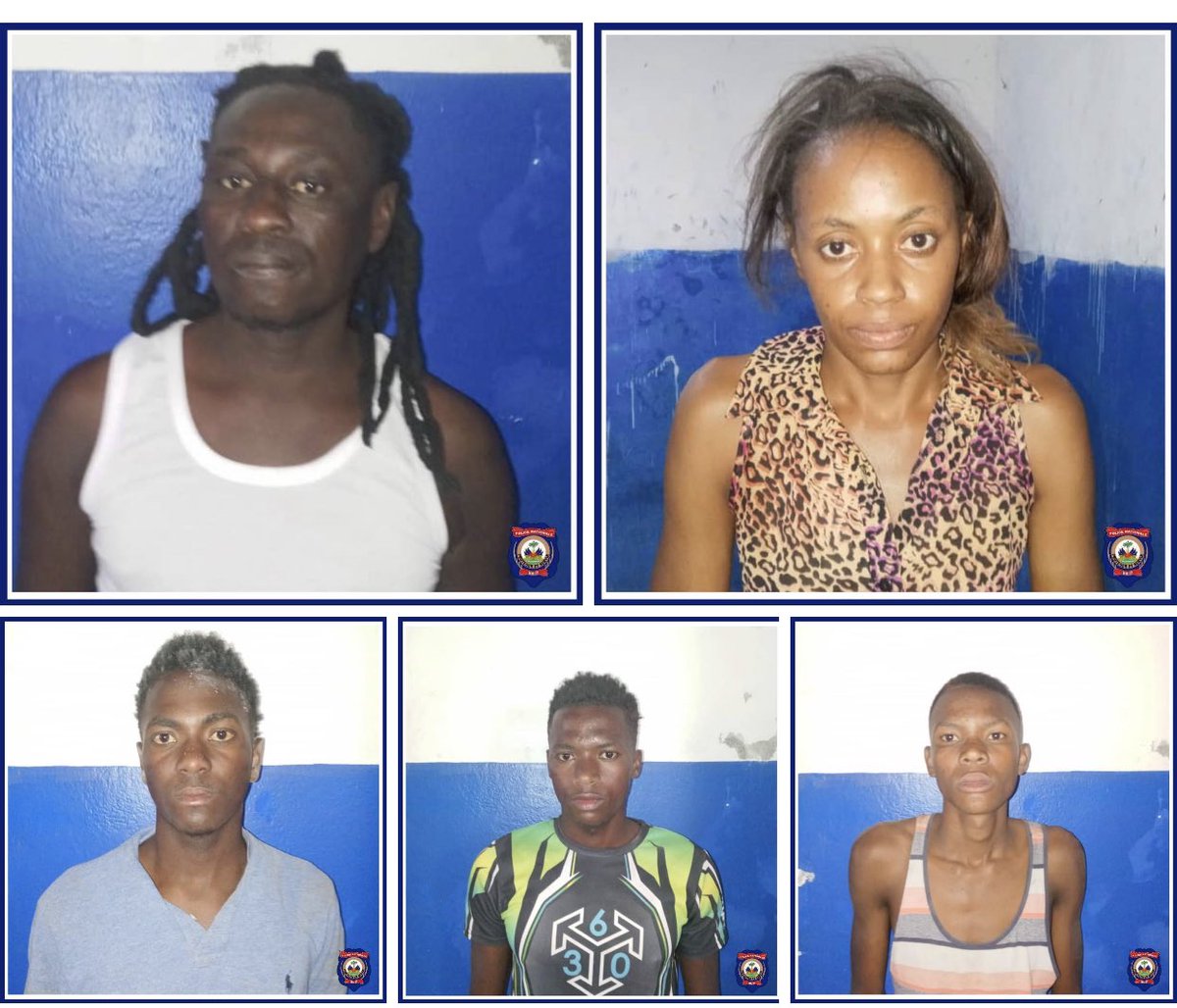 josephlunieOFF's tweet photo. 5 présumés membres du gang de Village de Dieu arrêtés à l'Asile dans la nuit du 18 au 19 mars, selon la @pnh_officiel :
-Claudy Mezard "alias" Makandal, 40 ans
 -Toussaint  Talannia, 21 ans
 -Myckel Toussaint, 24 ans
 -Tamarah ainsi connue, 31 ans
 -Reginald Toussaint, 24 ans https://t.co/TPFe9ZitLJ