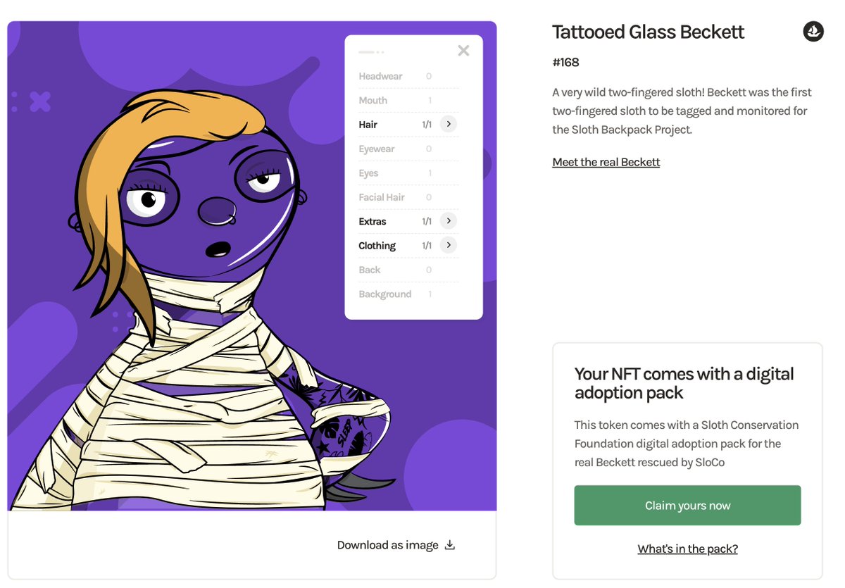 Got my first <a href="/EverydaySloths/">Everyday Sloths 🇦🇺</a> with some $MATIC I had lying around. This is The Slickest NFT website and experience I've seen! Unbelievable work <a href="/BKanizay/">Ben Kanizay</a> and <a href="/BlazRobar/">Blaz Robar</a>