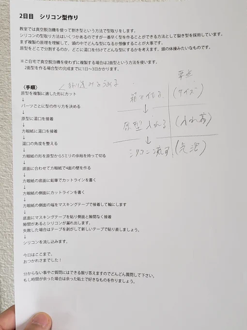 2日目は型取りの時間をしっかり取ってシリコン型の作り方をレクチャーしました😃
#3日間の造形教室 