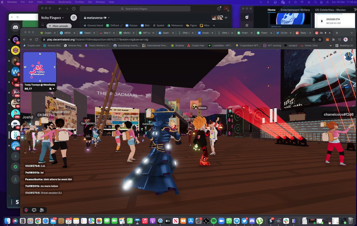 Syrecx_'s tweet photo. @tastytoastys and founder @chanelcoco having a party up at @decentraland ….LFG… started 10am in the morning with LIVE DJ @category5music ….. #LFG #Getsomebread

Web 3.0 me and RL 🤣 https://t.co/4skL74TLKA