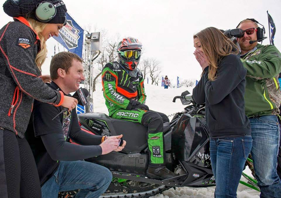 7 years ago, we got engaged here. Now we're bringing Maddie to her first Snocross race! #polariswatchparty