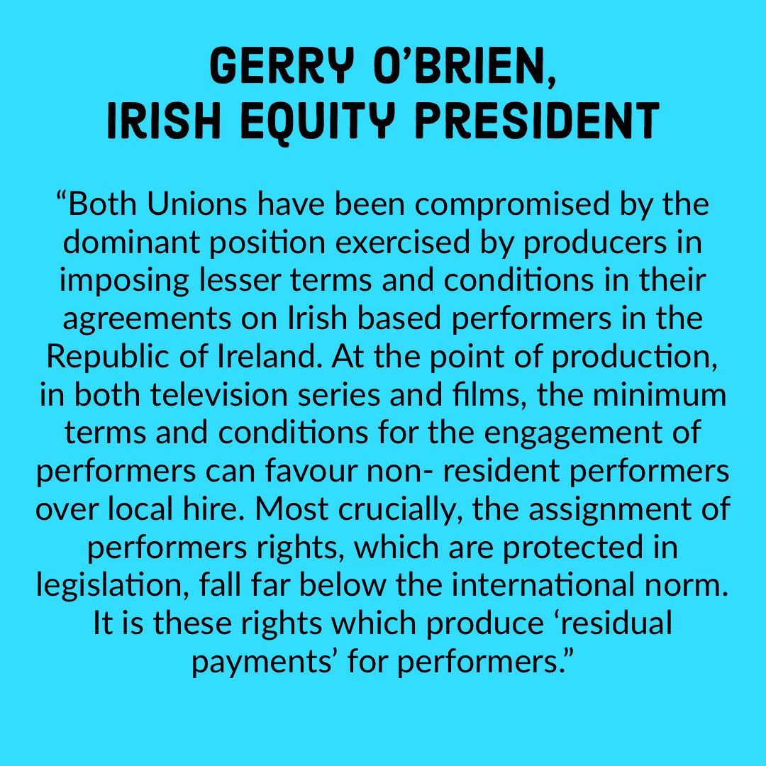 Many production companies in the Republic offer buy-outs to actors who then lose appropriate royalties and protection for their performances while their employers enjoy government tax breaks such as #Section481 and licence fee revenues.  #Transparency 
🎥📺🇮🇪 #ResidualPayments
