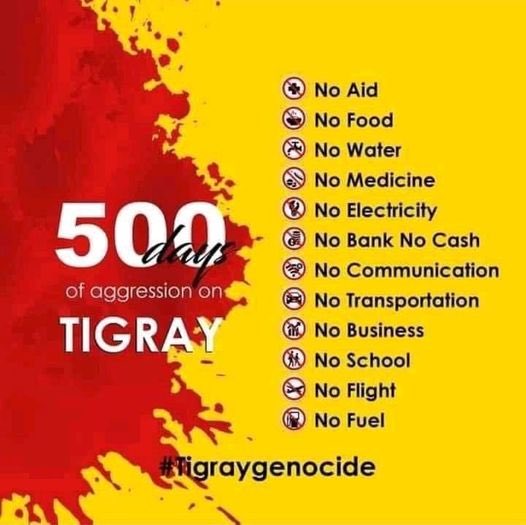 KassaHMariam's tweet photo. 500 days since the Abiy Ahmed Ali regime with its allies waged a war on #Tigray &amp; committed a genocide. According to researchers, 500k+ Tigrayan civilians lost their lives. Yet the world refuses to call it by its name #CallitAGenocide #TigrayGenocide @SenatorMenendez @USAmbUN https://t.co/Jf9nytKhgU