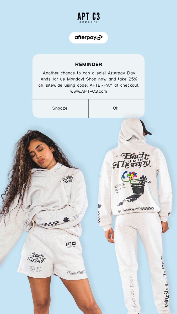 Use code: AFTERPAY for 25% off. Sale ends Monday. #APTC3 #AfterpayDay <a href="/AfterpayUSA/">Afterpay US</a>