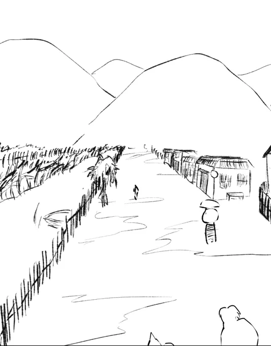 おはようございます
背景ペン入れしています 