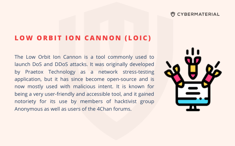 Cybermaterial_'s tweet photo. π© Low Orbit Ion Cannon (LOIC) - https://t.co/W4u8FFsLMl - #cybersecurity #infosec #cybermaterial #Botnet #CollegeStudentsDefinitions #CyberDefinition #CyberProfessionalsDefinitions #DDos #Definitions #ExecutivesDefinitions #LowOrbitIonCannonLOIC #MaliciousSoftware https://t.co/Excoa5WEbB