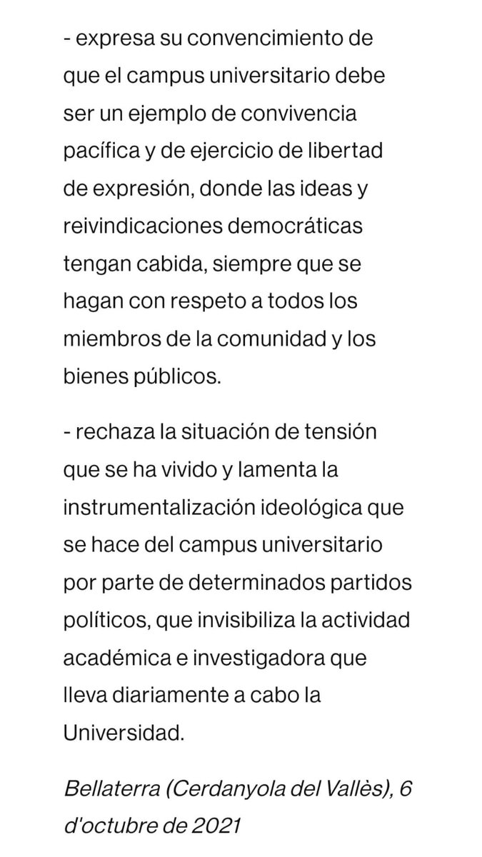 MaribelFAlonso's tweet photo. Comunicados de la UAB y la UPF, respectivamente, al hilo de sendas agresiones a @ShaAcabat. Casi idénticos. No se menciona a los agredidos ni se dice quiénes son los agresores. Reproche final, eso sí, a los diputados que han ido a dar apoyo a las víctimas. Curioso, ¿verdad? https://t.co/dlRneAuoOl