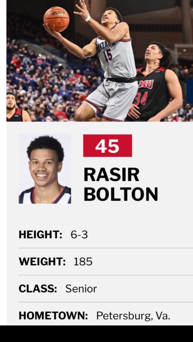 TLfoundation_'s tweet image. Rasir Bolton and Gonzaga play Memphis at 9:40pm tonight! #LoadedFam